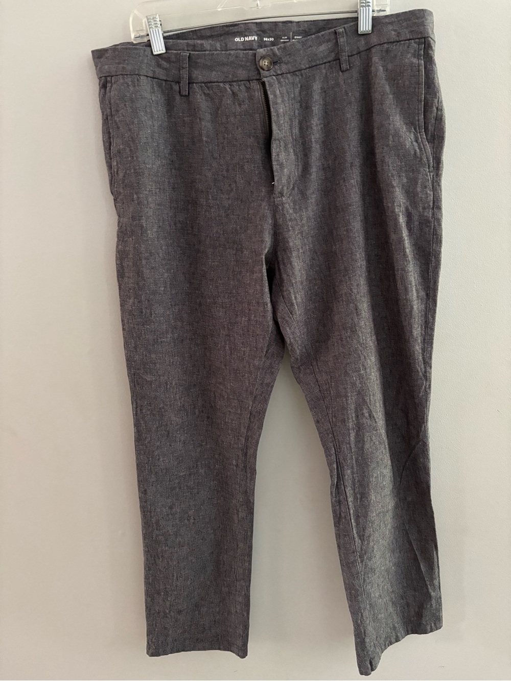 OLD NAVY Men's 90s Straight Fit Charcoal Grey Linen Blend Trousers Size 36 x 30